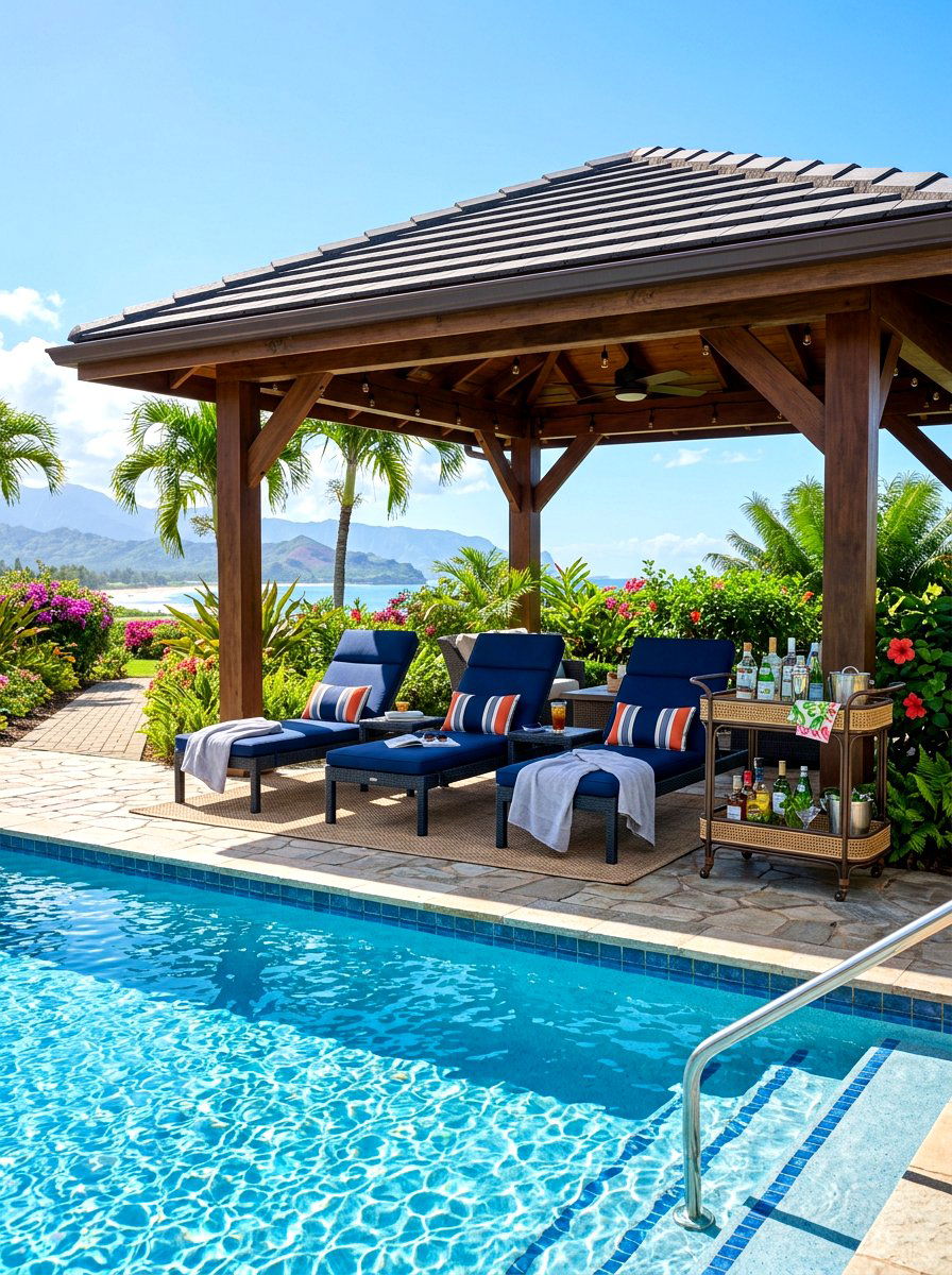 Poolside lounge gazebo - 30 garden party gazebo ideas
