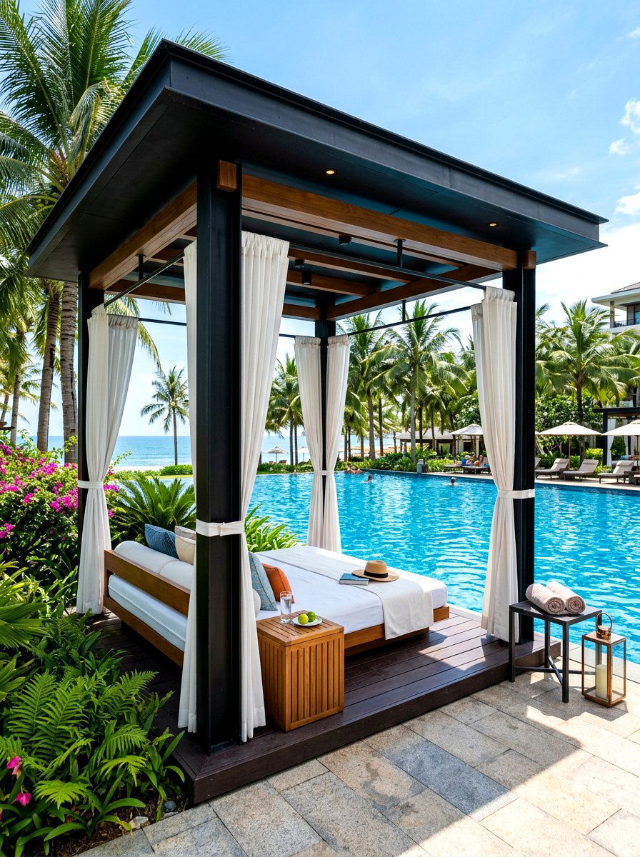 Poolside luxury cabana - 30 modern gazebo ideas