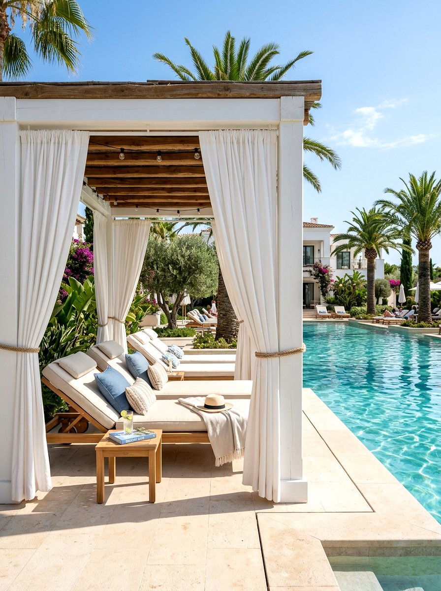 Poolside pergola lounge area - 30 pergola ideas