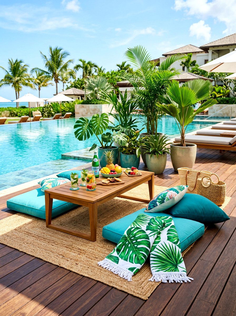 Poolside picnic area - 30 backyard picnic area ideas