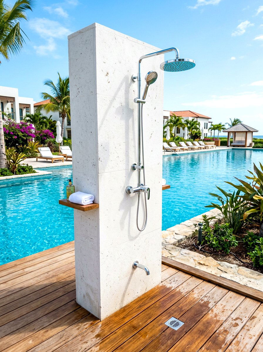 Poolside rinse station - 30 outdoor shower summer ideas