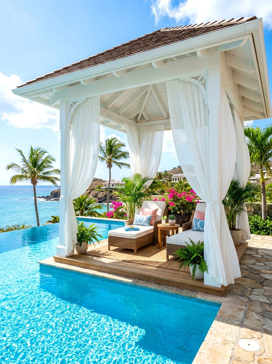 Poolside shade gazebo - 30 garden gazebo ideas