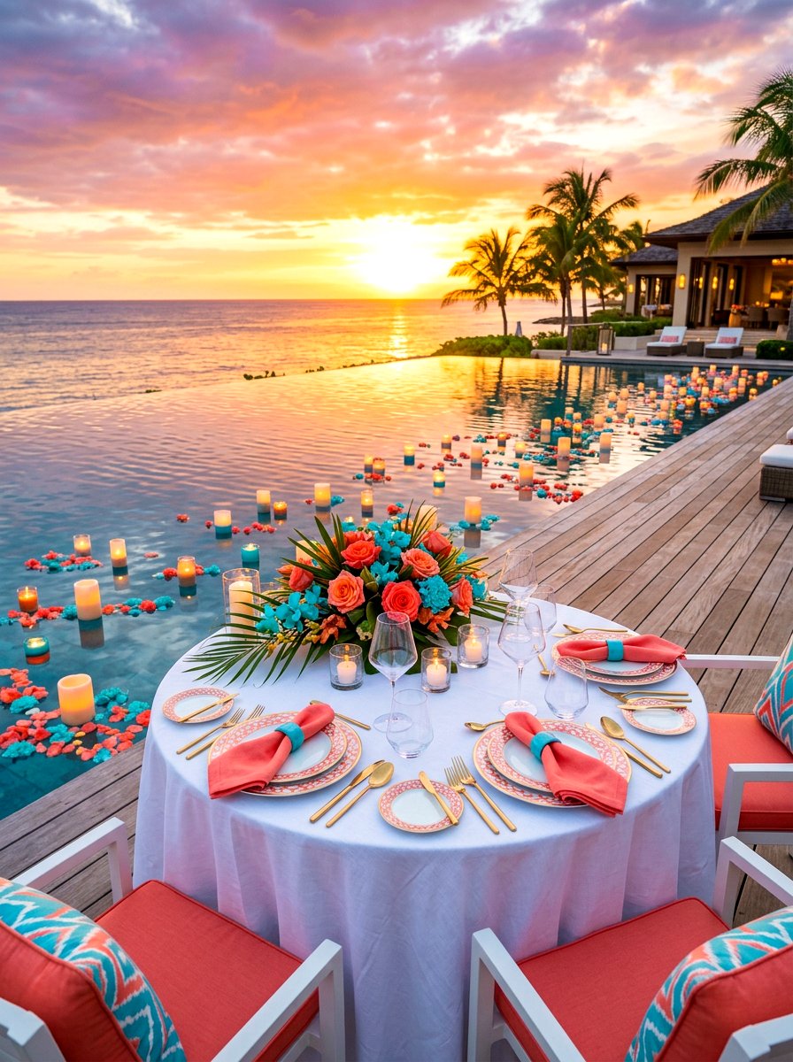 Poolside sunset dinner decor - 30 sunset dinner table ideas