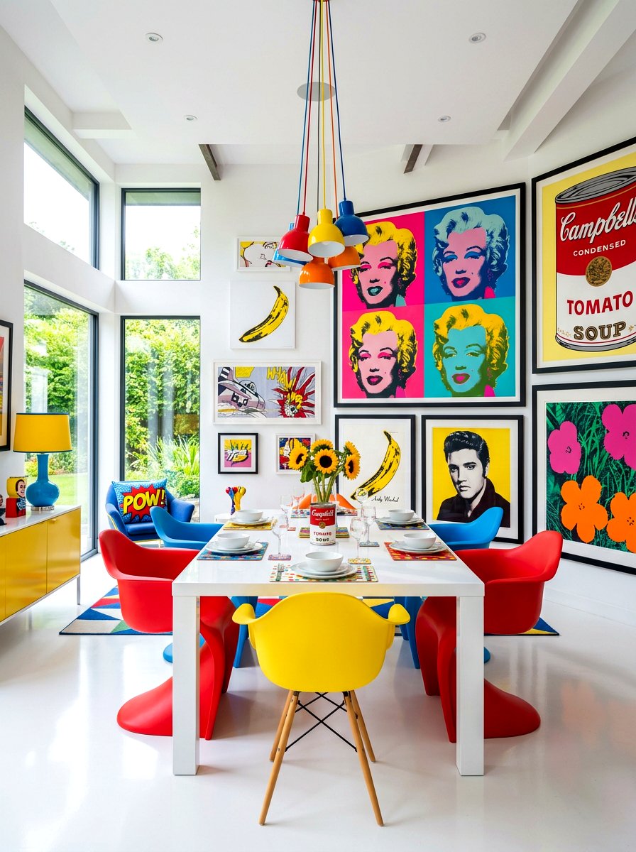 Pop Art Inspired Bright Room - 30 eclectic dining room ideas