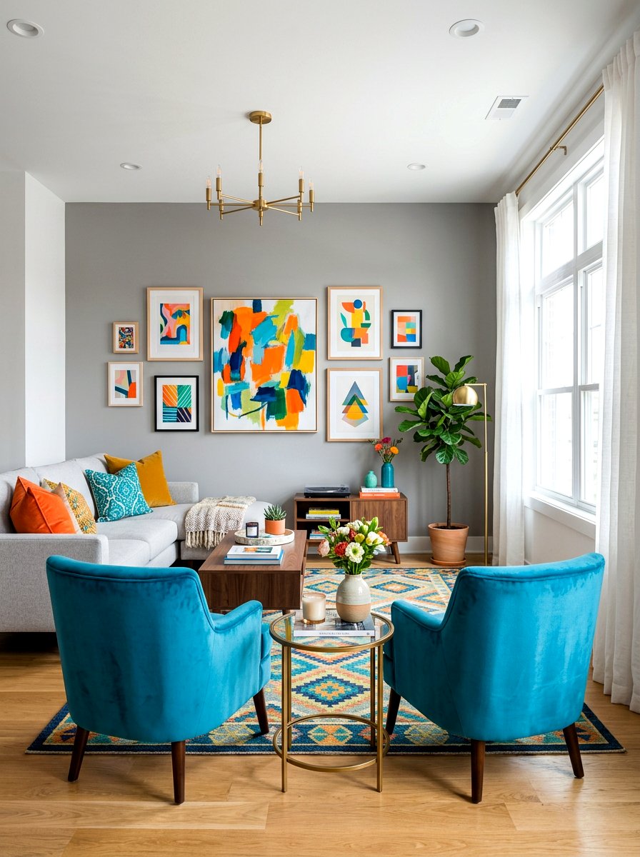 Pop Of Color Living Room - 30 designer showroom living room ideas