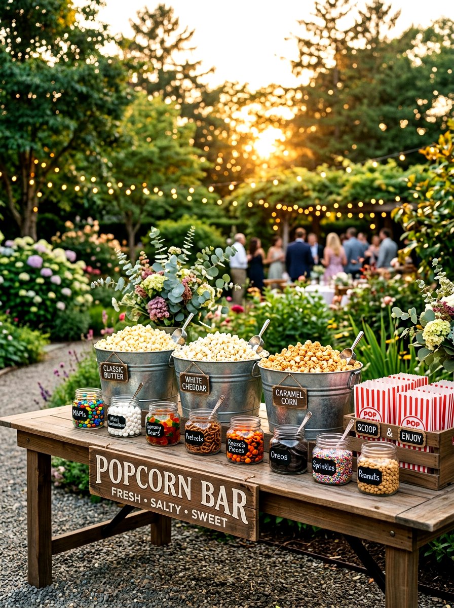 Popcorn Bar Station - 30 outdoor movie night ideas