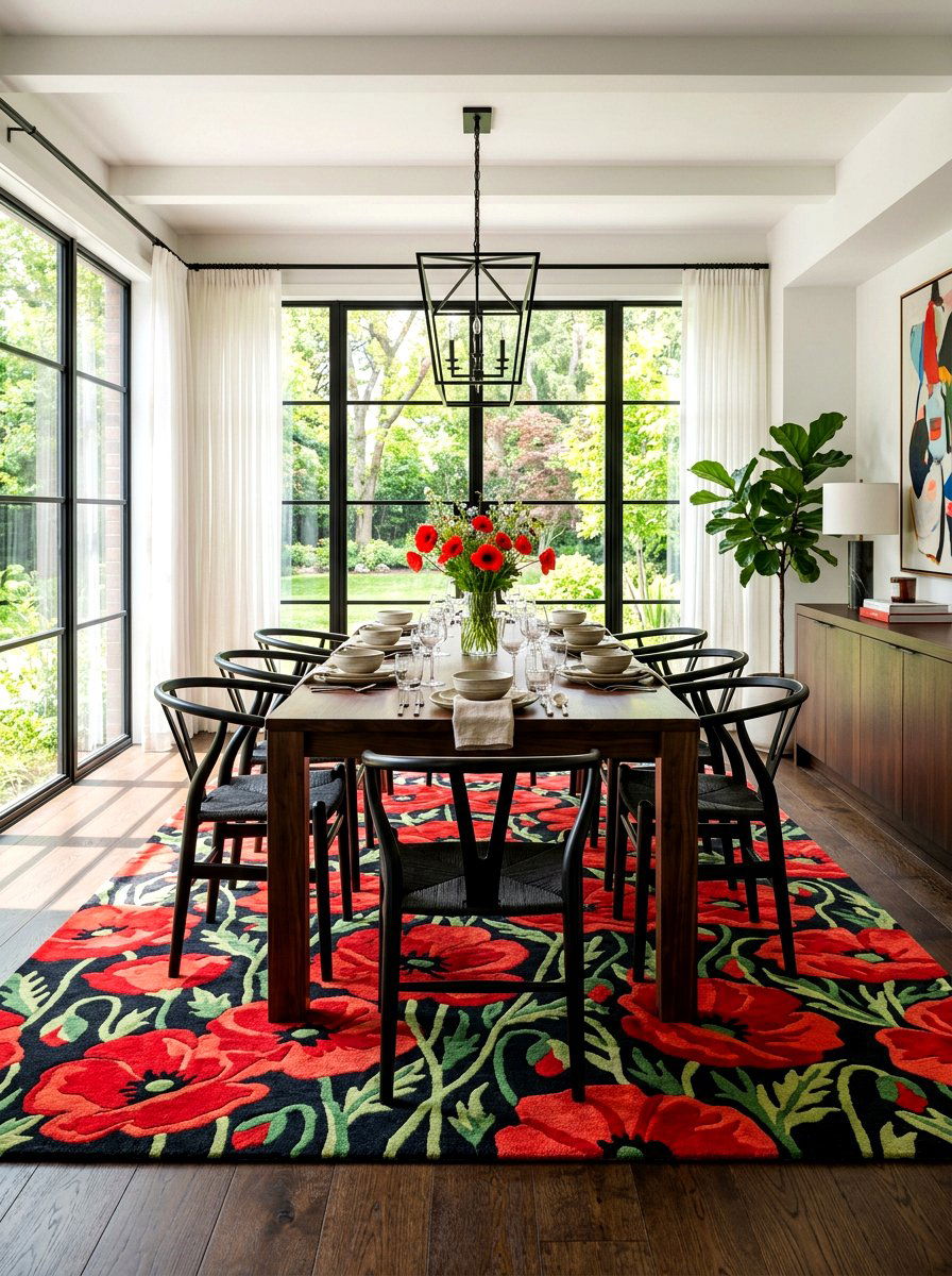 Poppy Pattern Dining Area - 30 flower room ideas