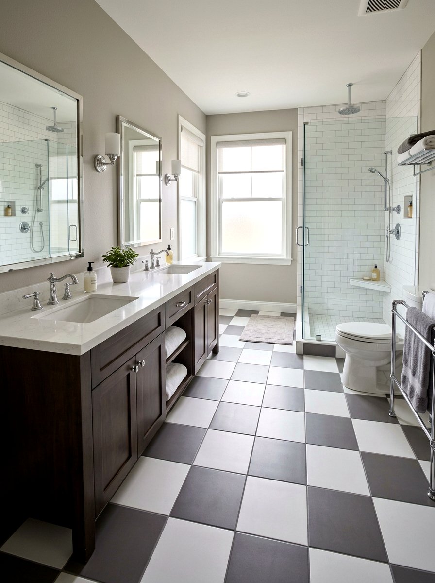 Porcelain Checkerboard Bathroom Tile - 30 checkerboard bathroom floor ideas