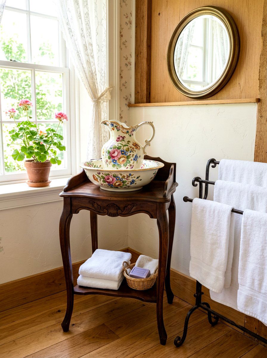 Porcelain Pitcher And Basin - 30 antique bedroom decor ideas