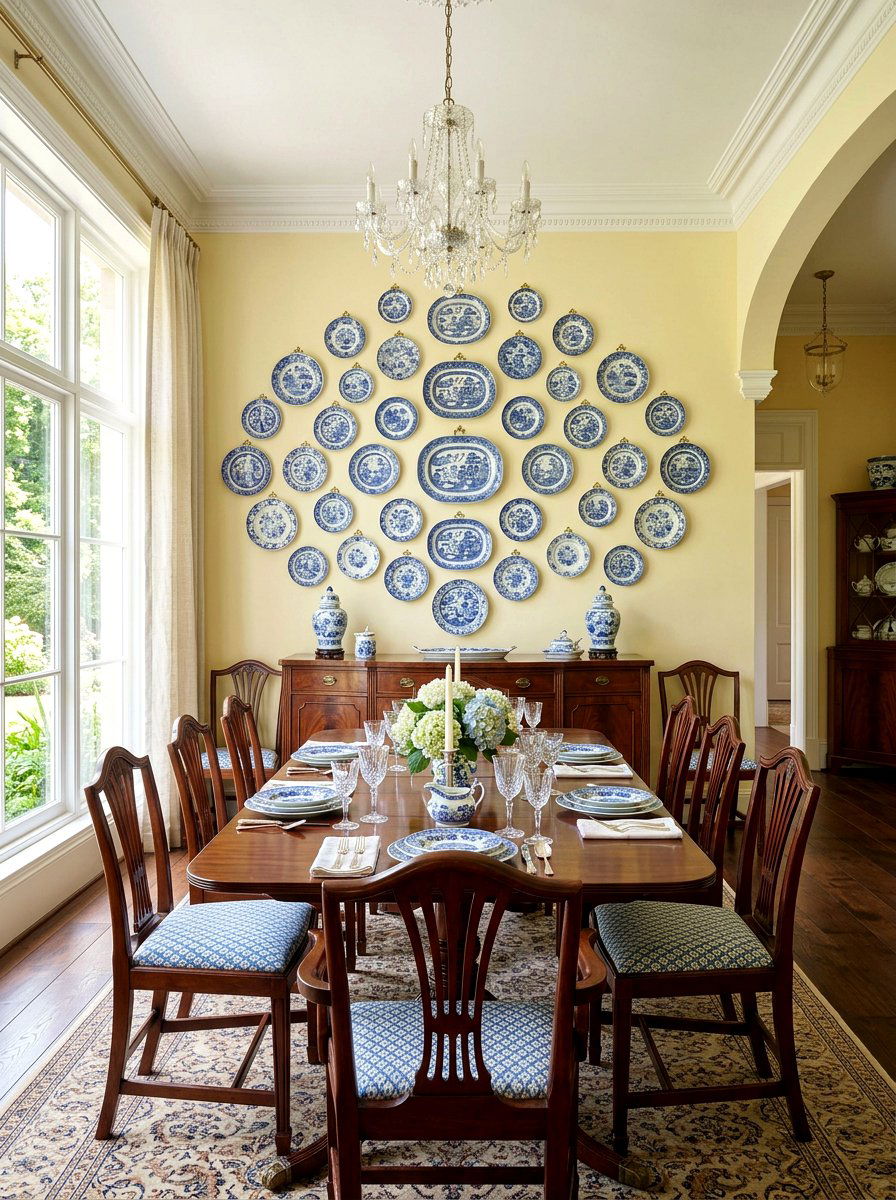 Porcelain Plate Wall - 30 grandmillennial decor ideas