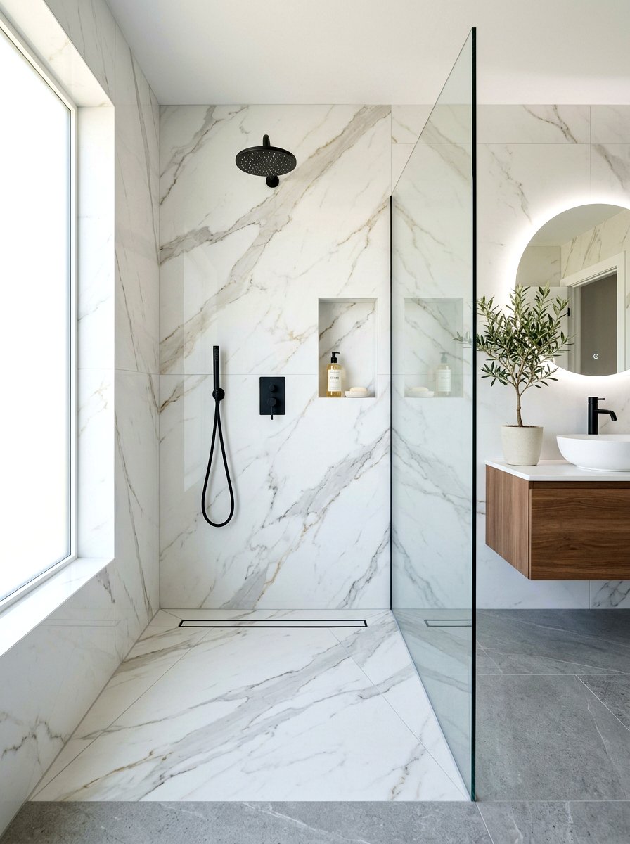Porcelain Stone Shower - 30 stone slab shower ideas