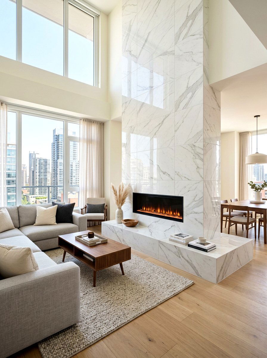 Porcelain Tile Hearth - 30 fireplace hearth ideas