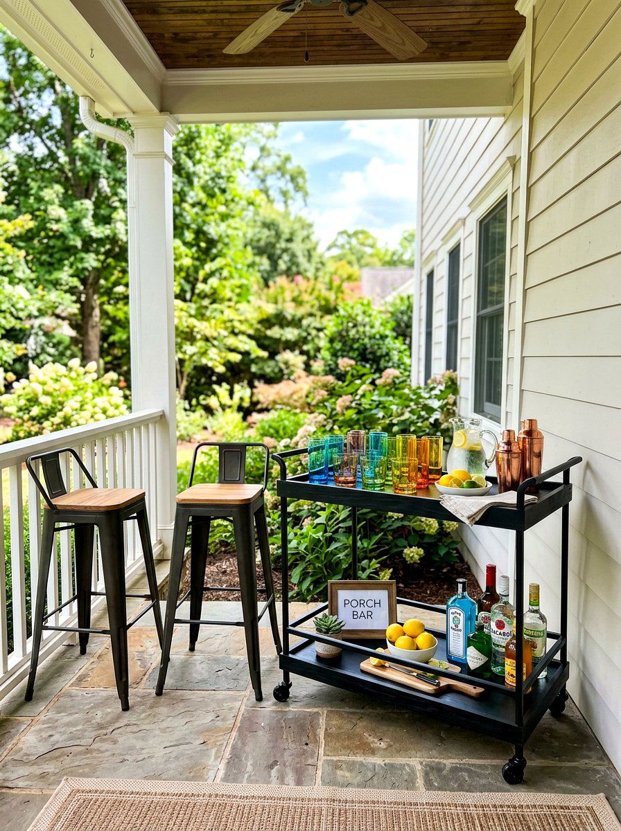 Porch Bar Setup - 30 porch gathering ideas