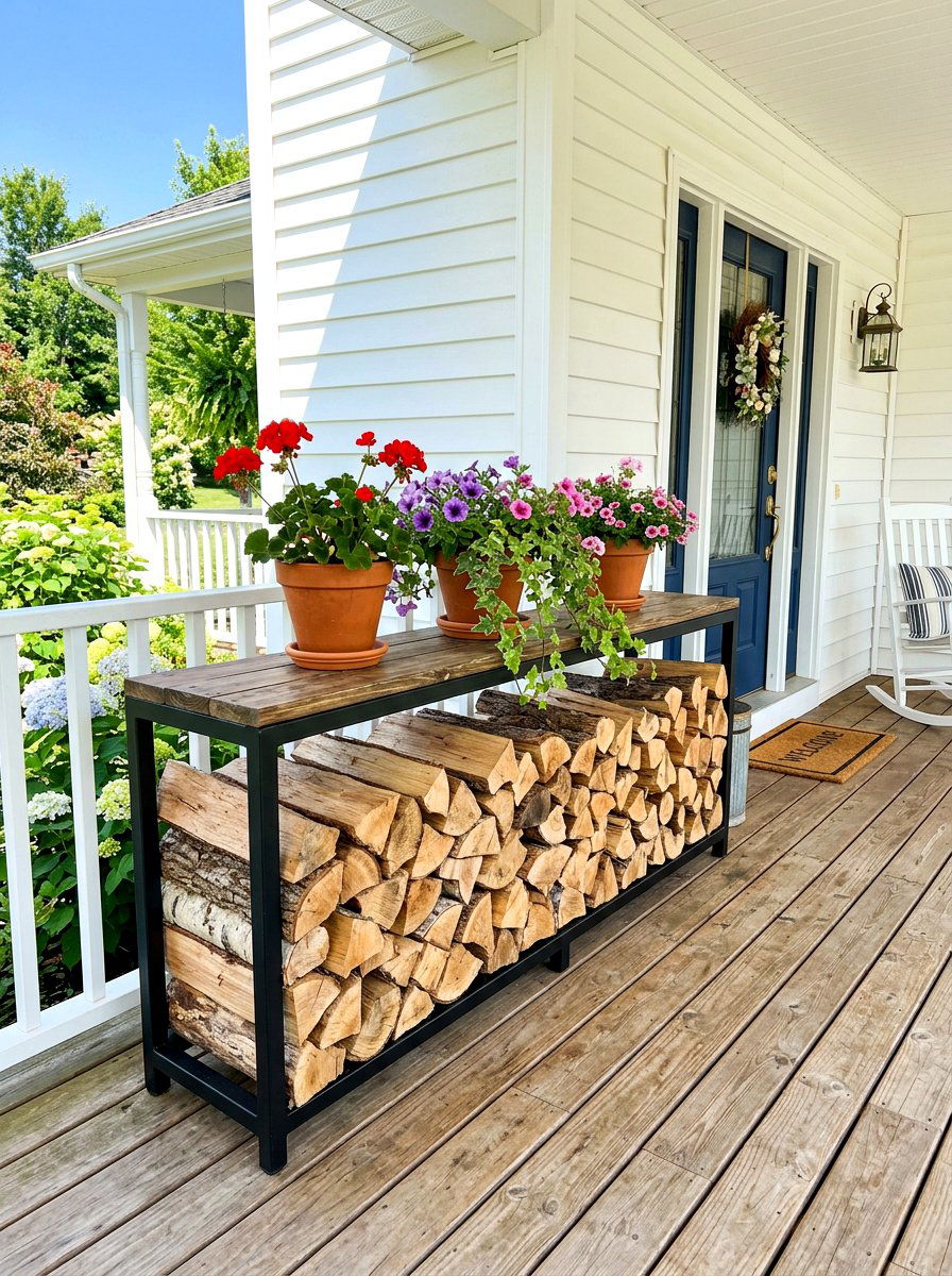 Porch Firewood Organizer - 30 firewood rack ideas