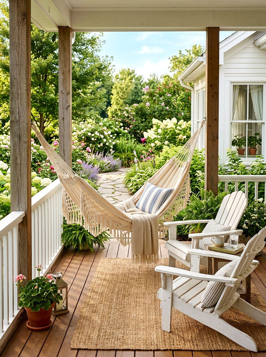 Porch Hammock Area - 30 porch gathering ideas