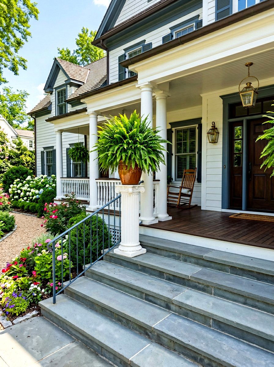 Porch Pedestal Fern Display - 30 porch ferns ideas
