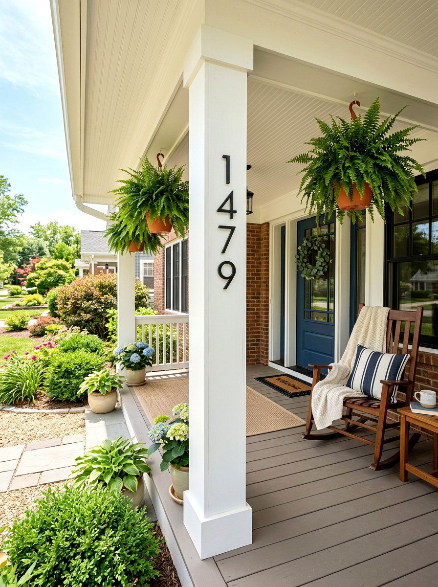 Porch Post Address Numbers - 30 house number display ideas