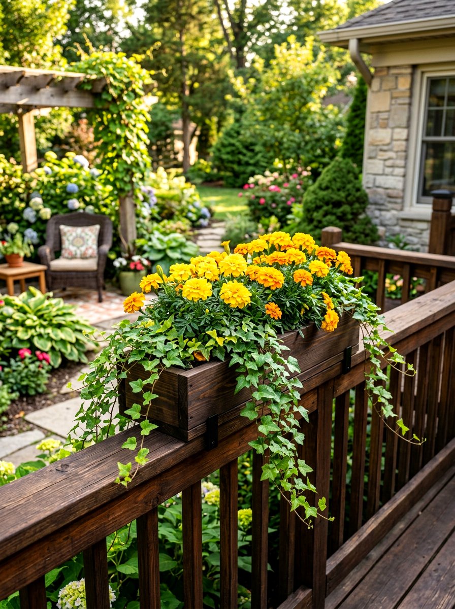 Porch Railing Box - 30 small flower bed ideas