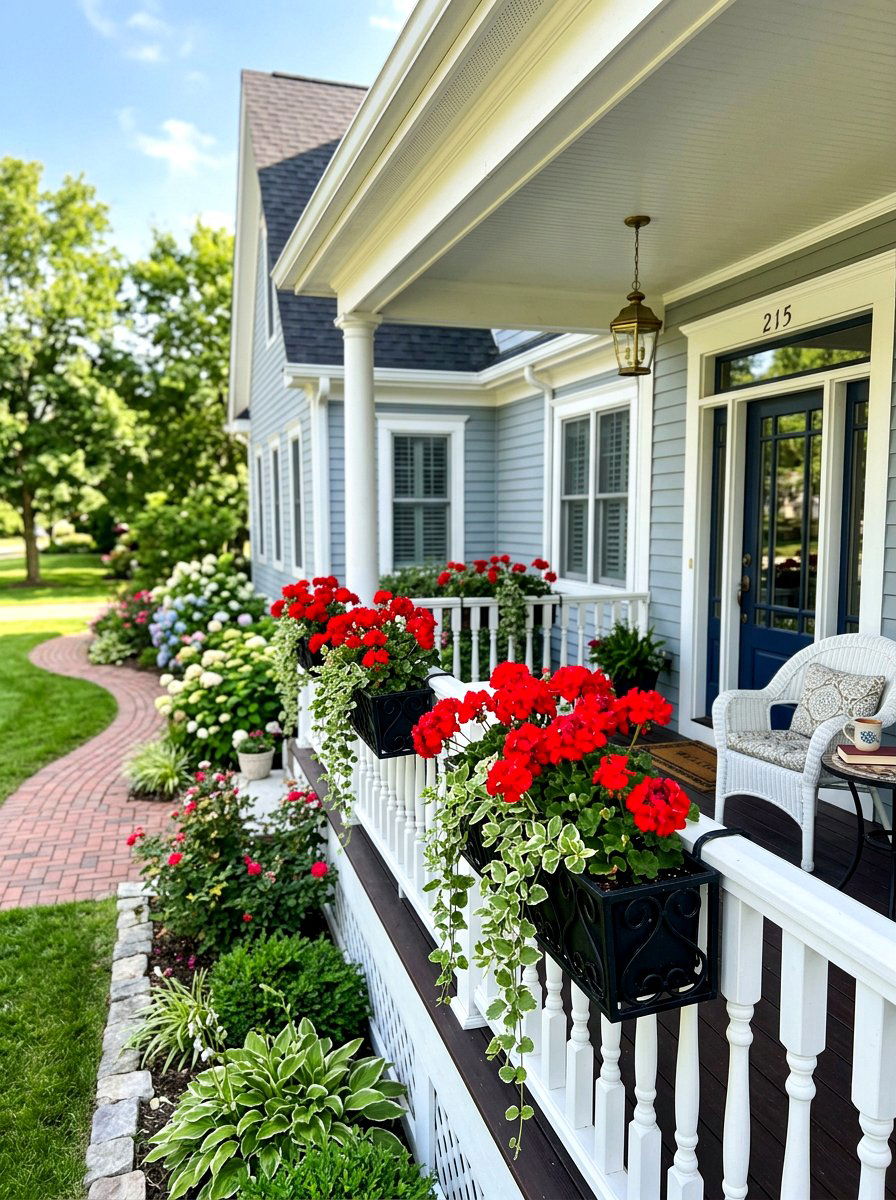 Porch Railing Flower Boxes - 30 small front porch ideas