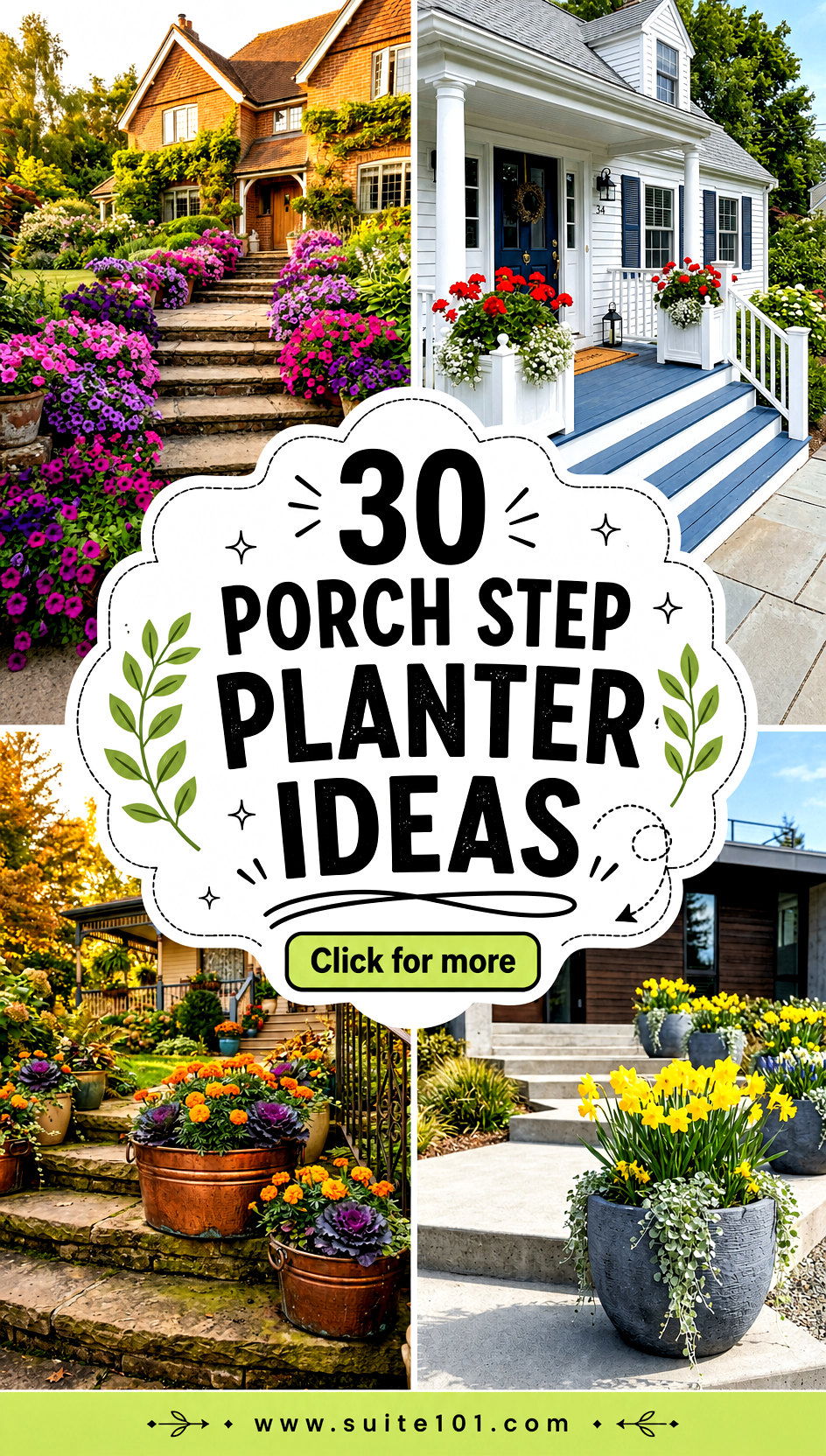 Porch Step Planter Ideas 30 Easy Lush Looks for Stairways - Porch Step Planter Ideas: 30 Easy Lush Looks for Stairways