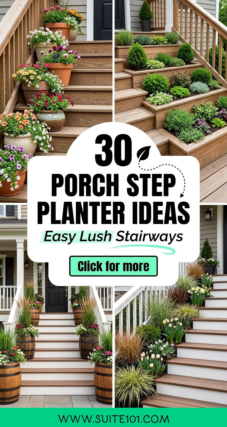Porch Step Planter Ideas 30 Easy Lush Looks for Stairways - Porch Step Planter Ideas: 30 Easy Lush Looks for Stairways