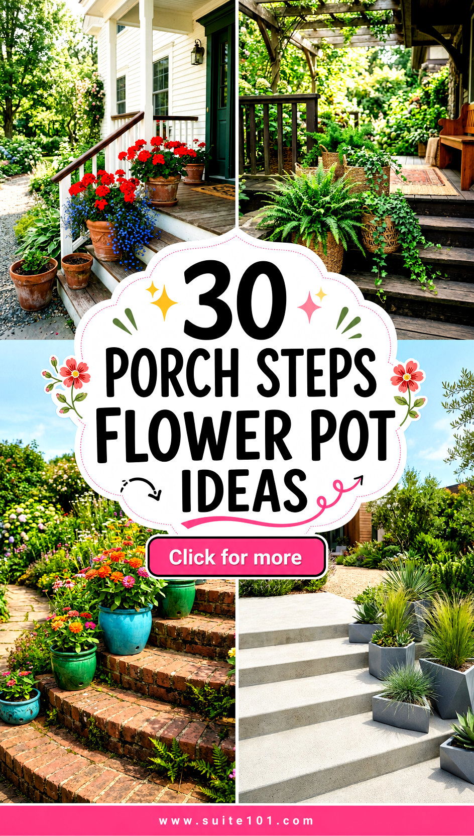 Porch Steps Flower Pot Ideas 30 Colorful Ways to Dress Up Steps - Porch Steps Flower Pot Ideas: 30 Colorful Ways to Dress Up Steps