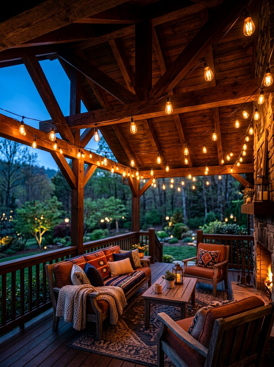 Porch String Light - 30 outdoor entry lighting ideas