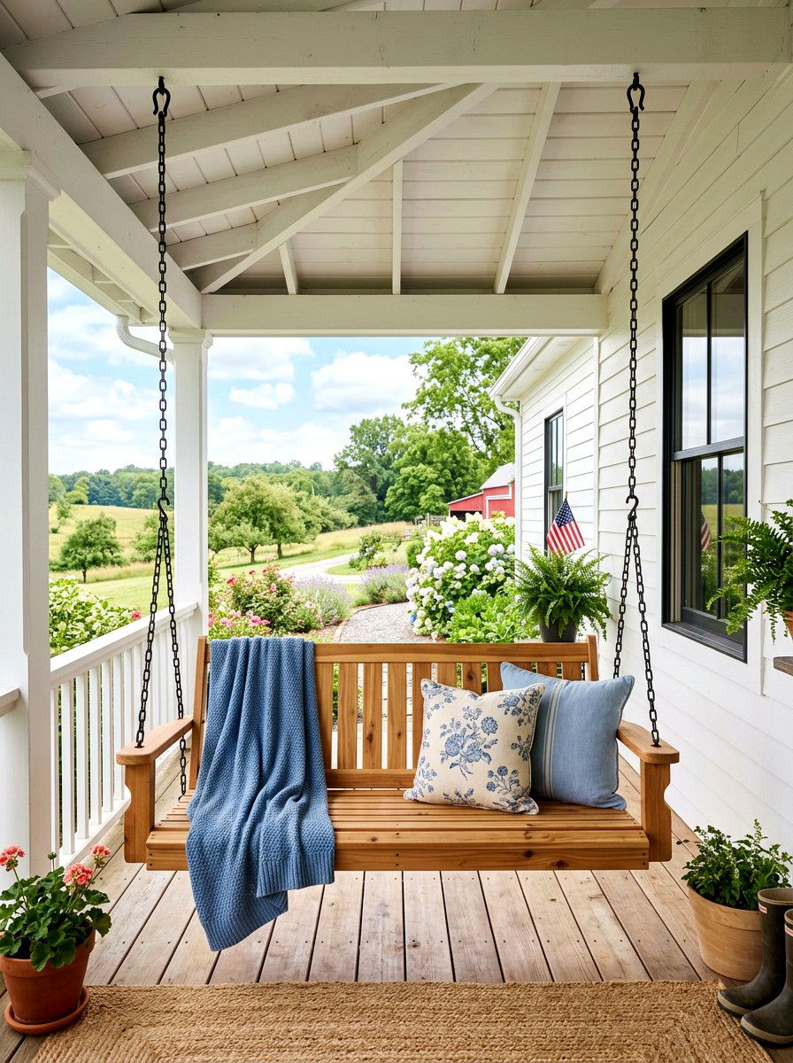 Porch Swing - 30 rustic backyard seating ideas