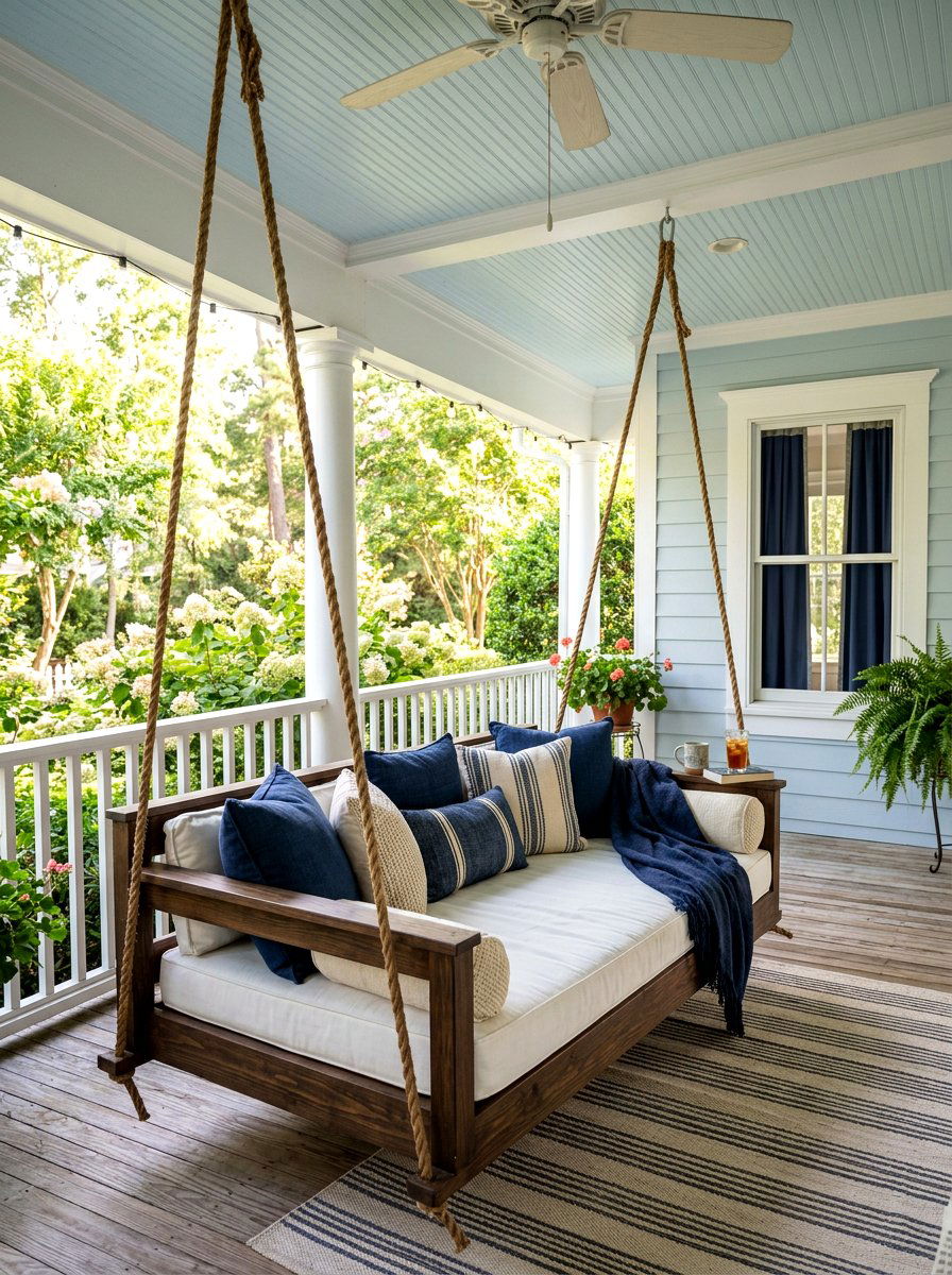 Porch Swing Bed - 30 viral front porch ideas