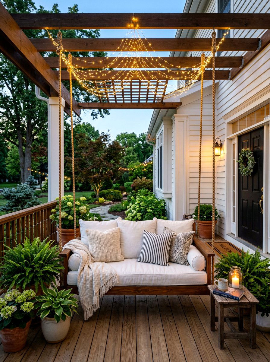 Porch Swing Light Canopy - 30 fairy light canopy ideas