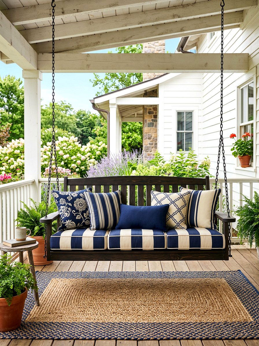 Porch Swing With Cushions - 30 farmhouse porch swing ideas