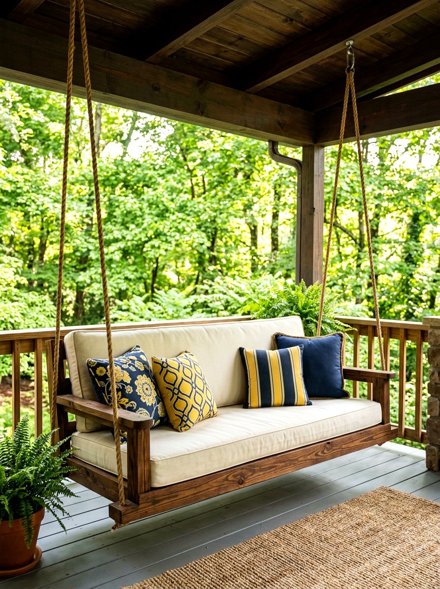 Porch Swing With Pillows - 30 porch entry ideas