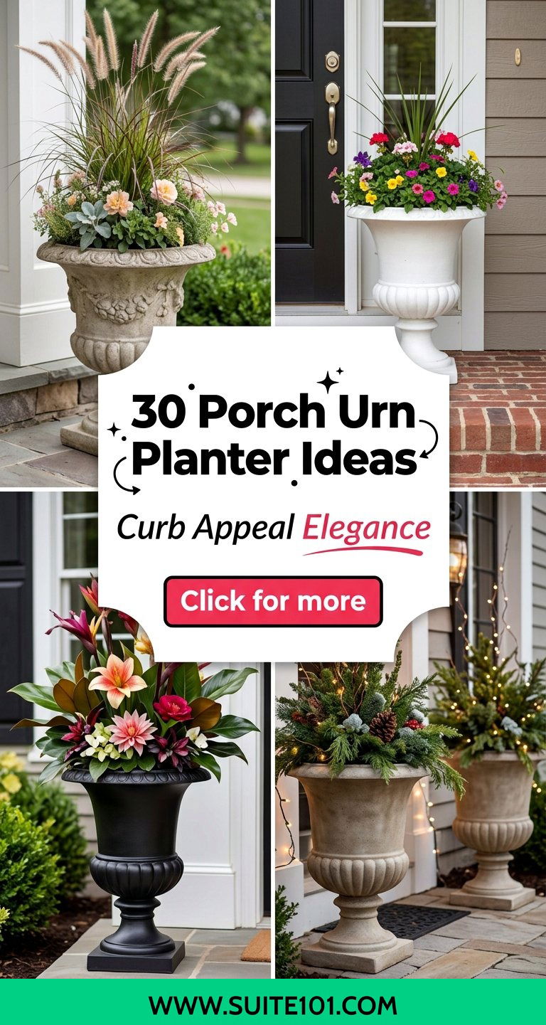 Porch Urn Planter Ideas 30 Elegant Displays for Curb Appeal - Porch Urn Planter Ideas: 30 Elegant Displays for Curb Appeal