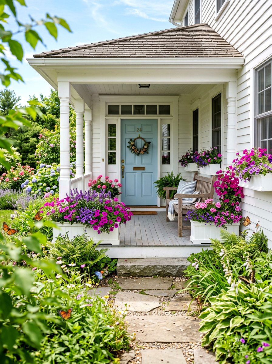 Porch With Flower Landscaping - 30 curb appeal front porch ideas