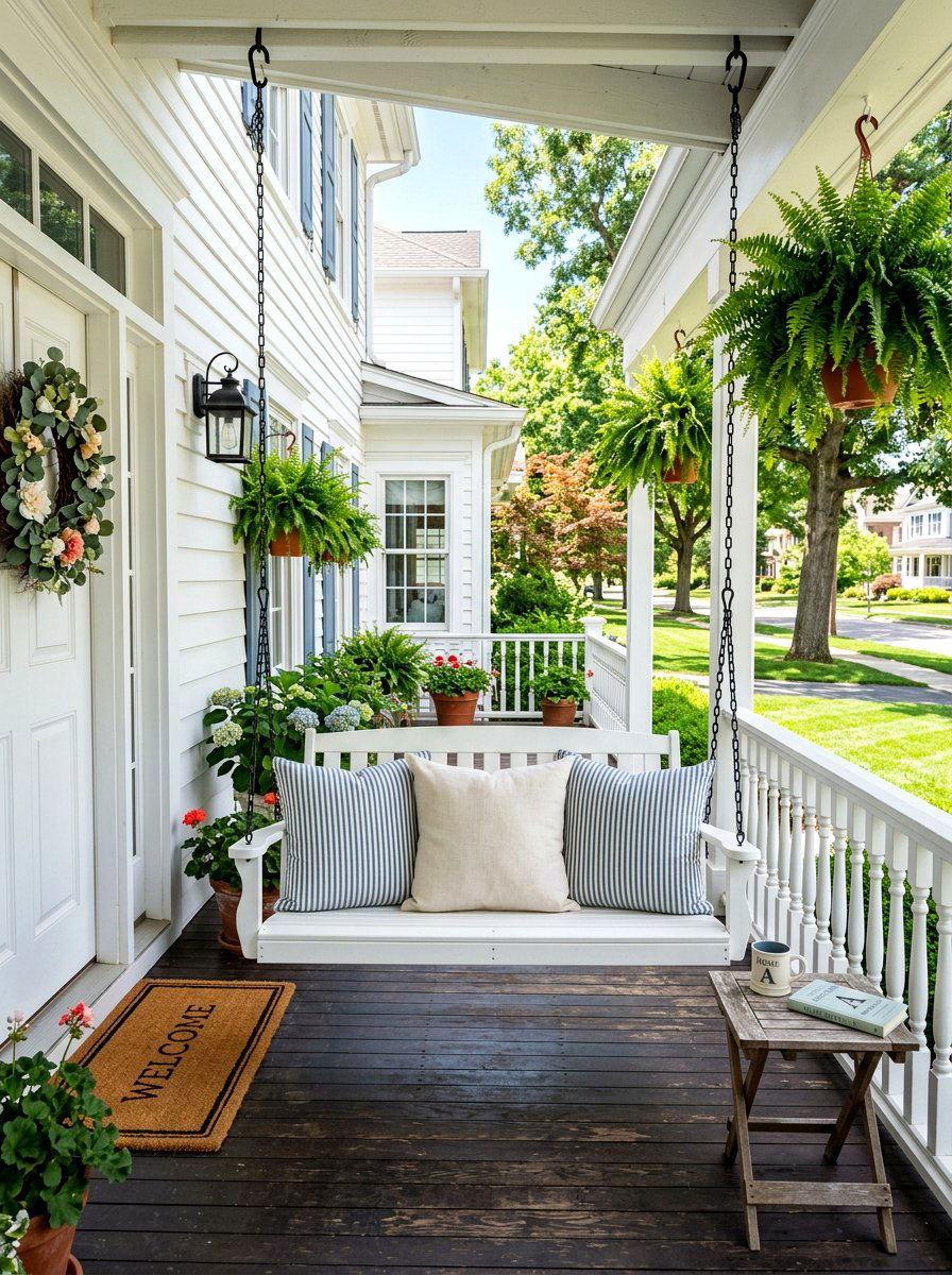 Porch With Hanging Swing - 30 curb appeal front porch ideas