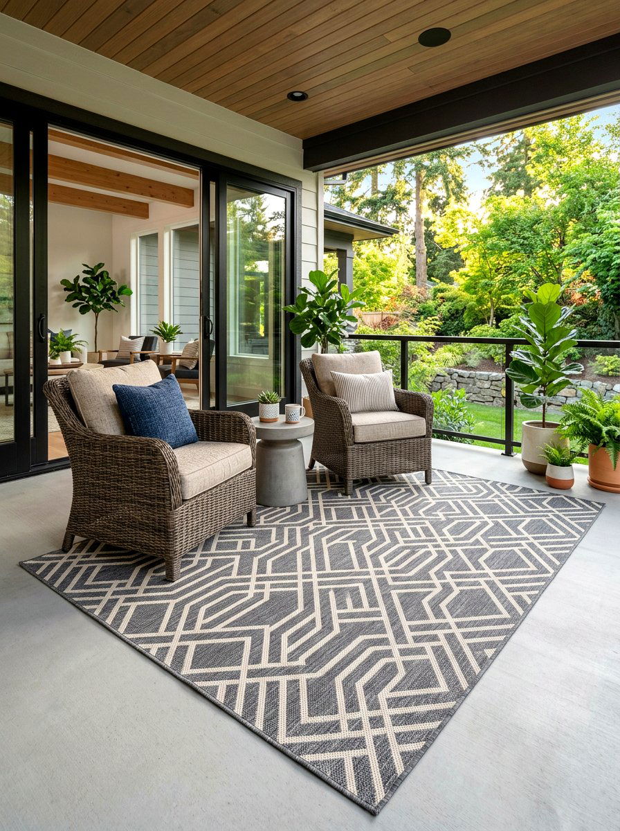 Porch area rug - 30 stoop decor ideas