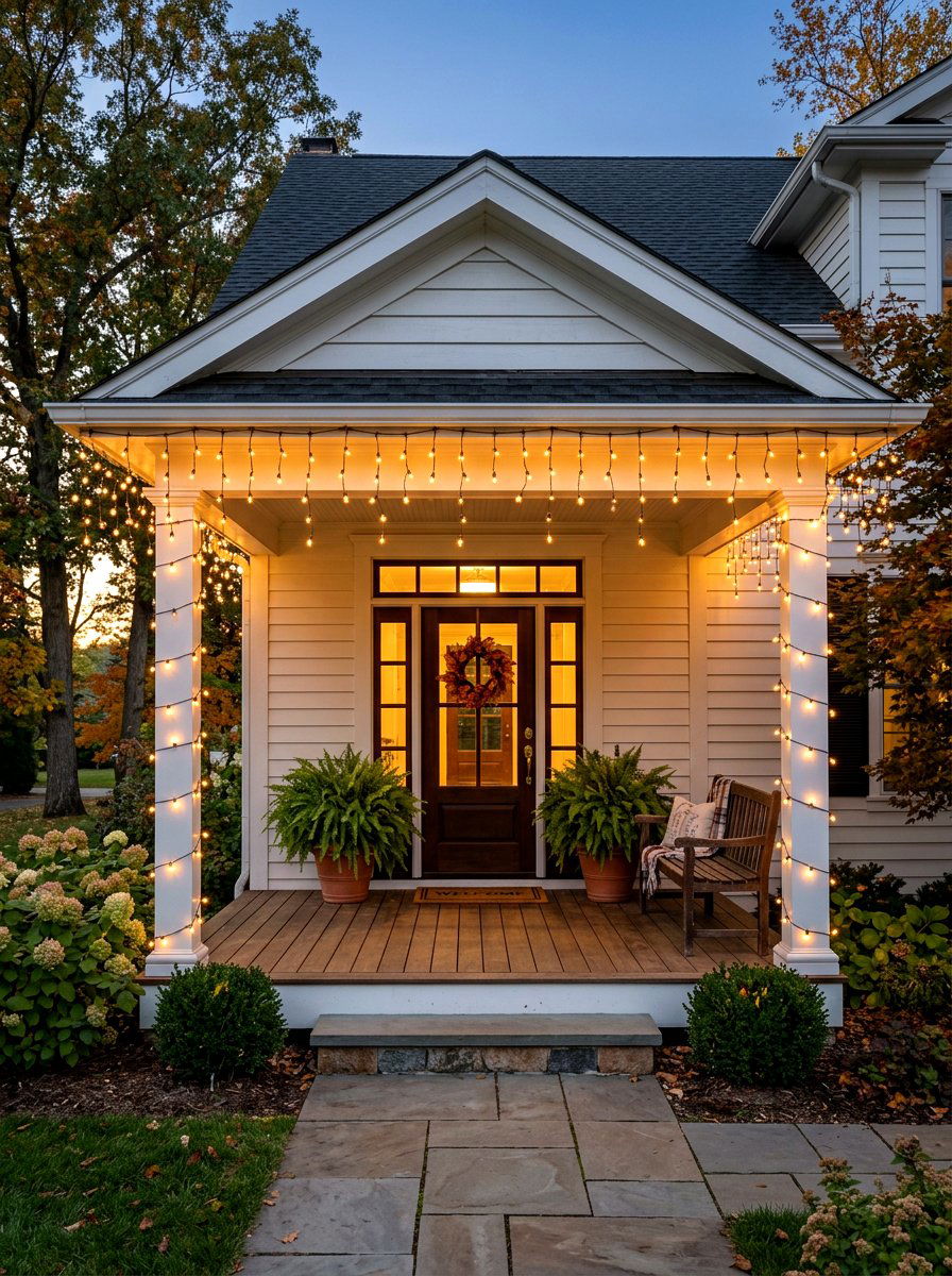 Porch curtain string light - 30 patio curtain string light ideas