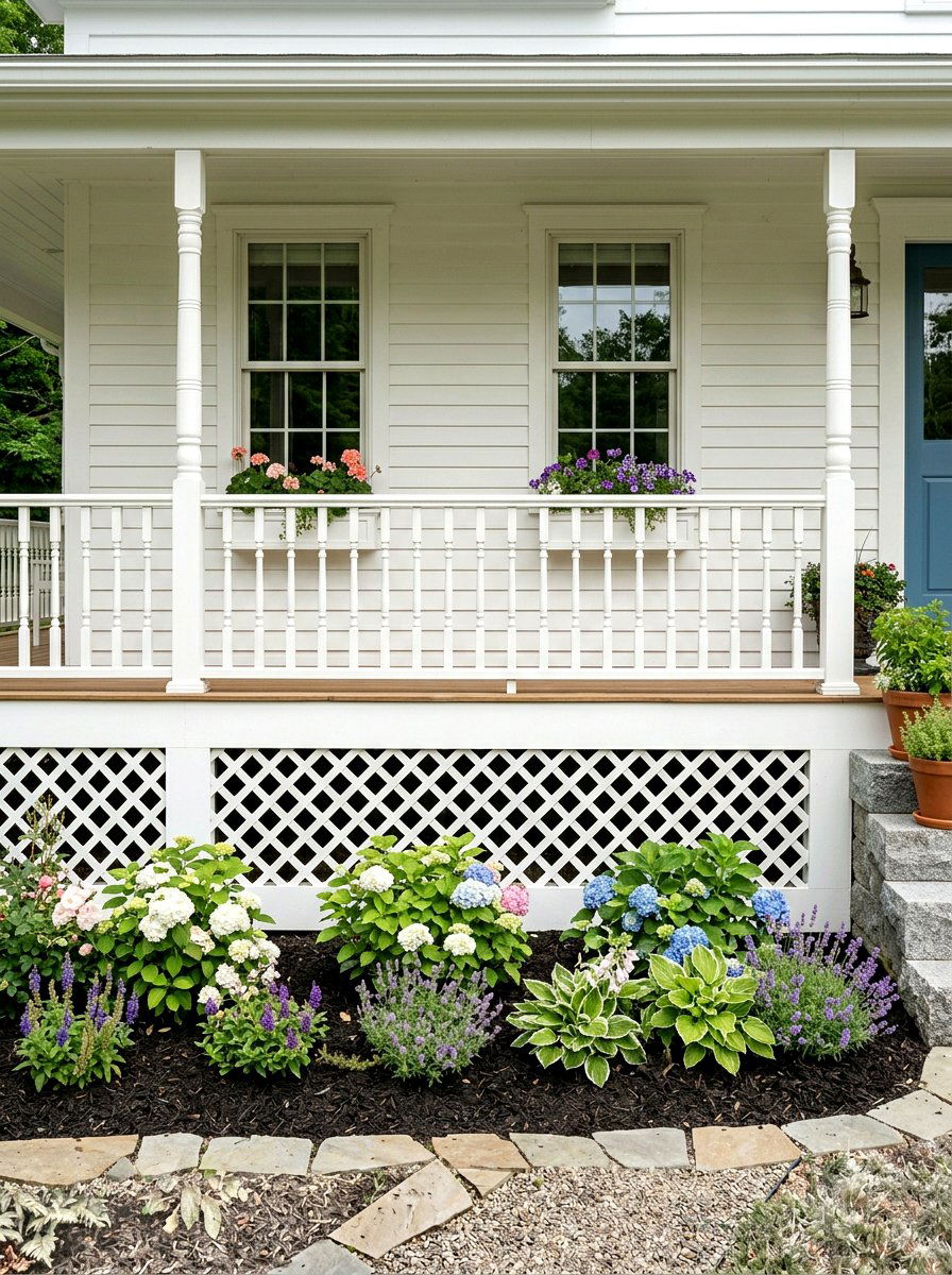 Porch lattice skirt wrap - 30 lattice privacy ideas