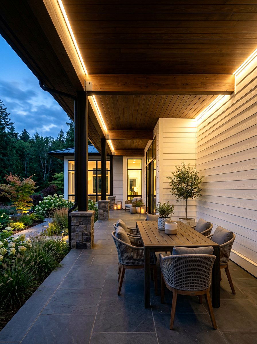 Porch soffit lighting - 30 front porch winter glow ideas