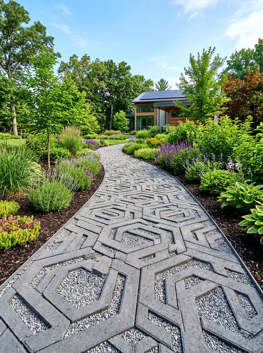 Porous Paving Stone - 30 stepping path backyard ideas