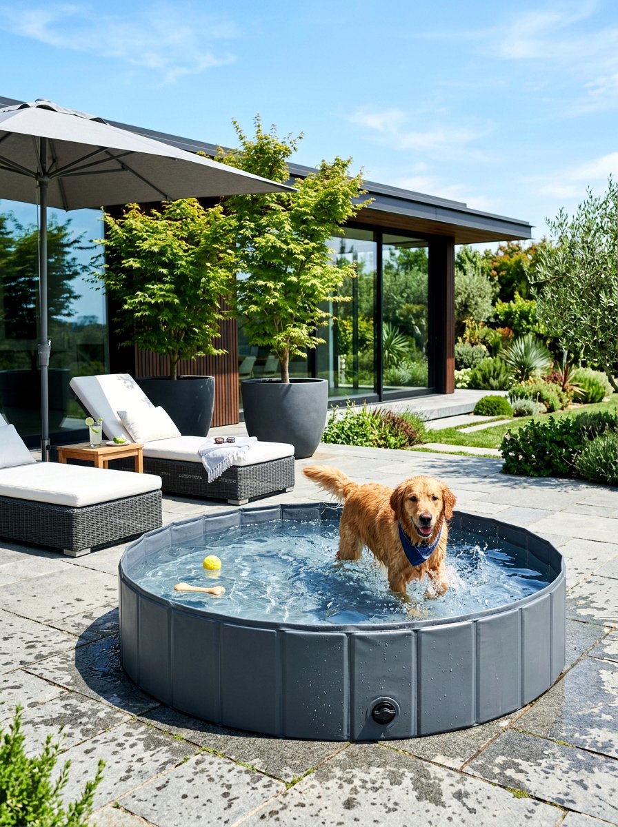 Portable Dog Pool - 30 dog friendly patio ideas aesthetic