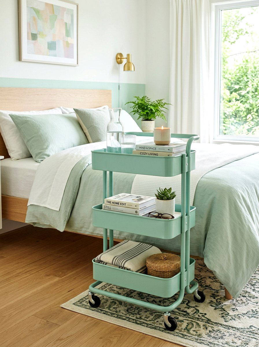 Portable Rolling Cart Bedroom - 30 renter friendly bedroom ideas