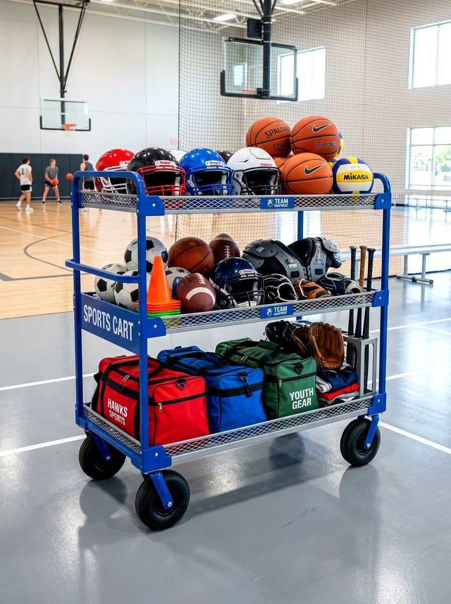 Portable Sports Equipment Cart - 30 garage sports equipment storage ideas