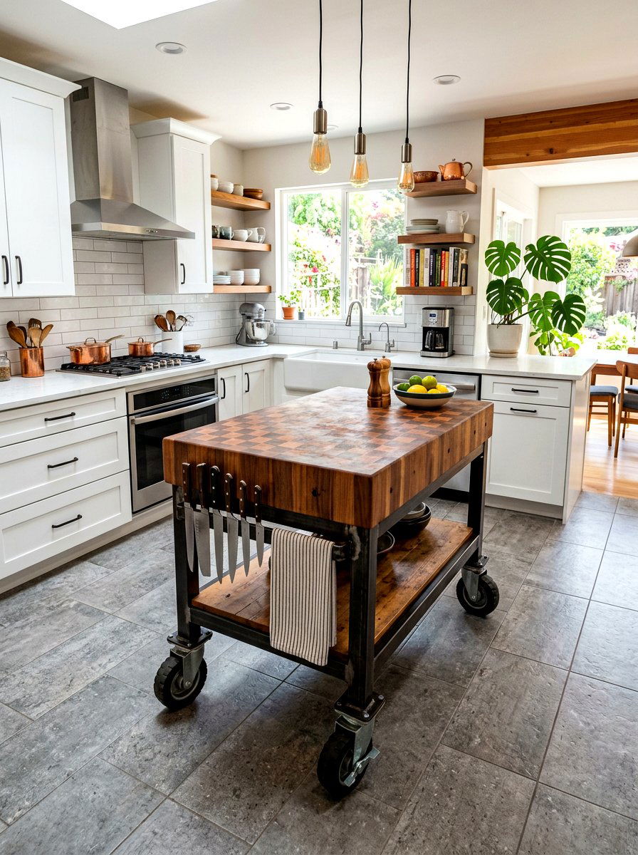 Portable butcher block island - 30 freestanding furniture kitchen ideas