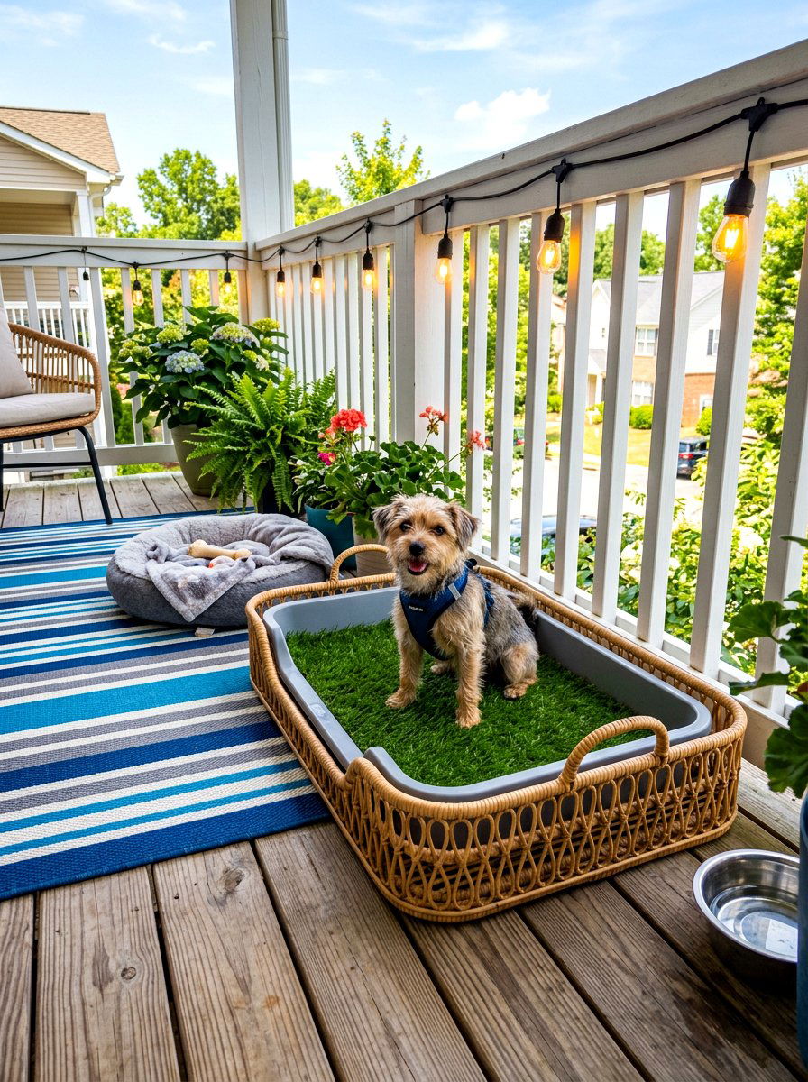 Portable dog porch potty - 30 balcony pet potty area ideas