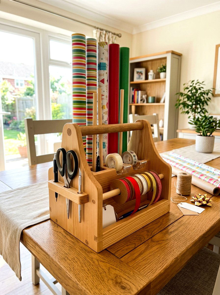 Portable gift wrap caddy - 30 gift wrapping station ideas