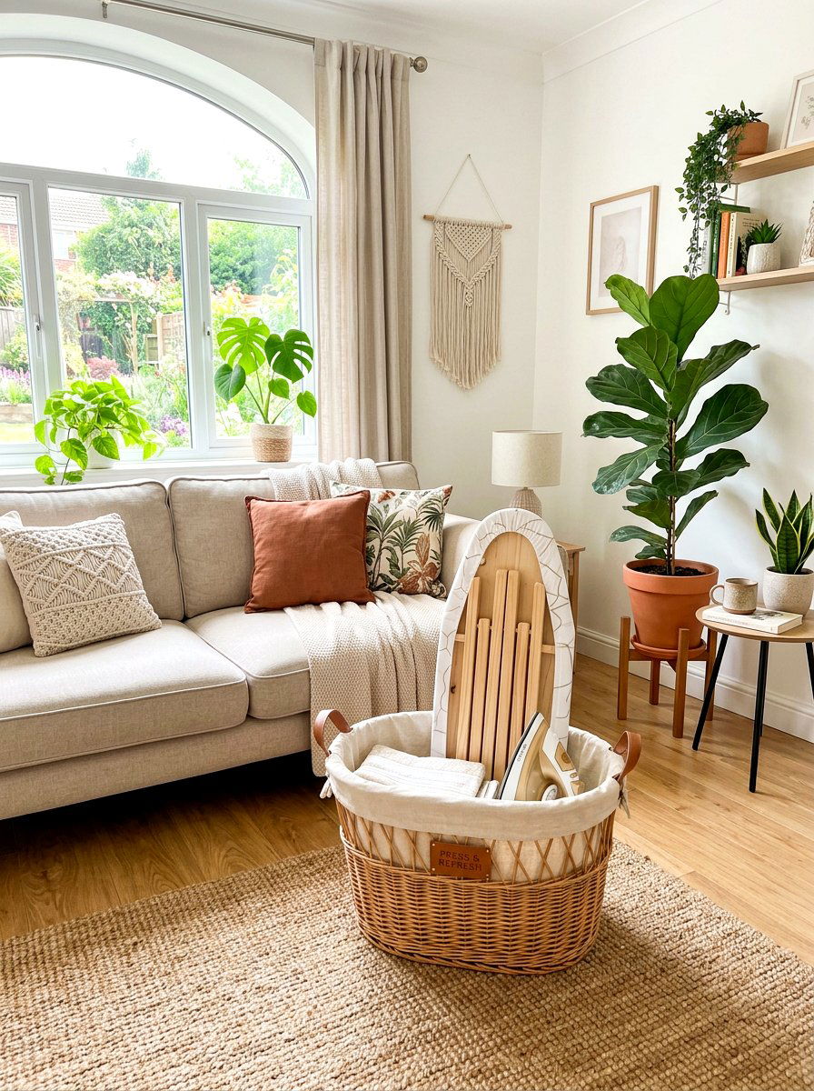 Portable ironing board basket - 30 ironing board storage ideas