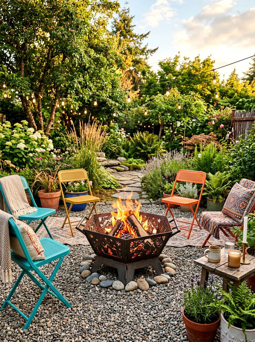 Portable metal fire pit - 30 patio fire pit ideas