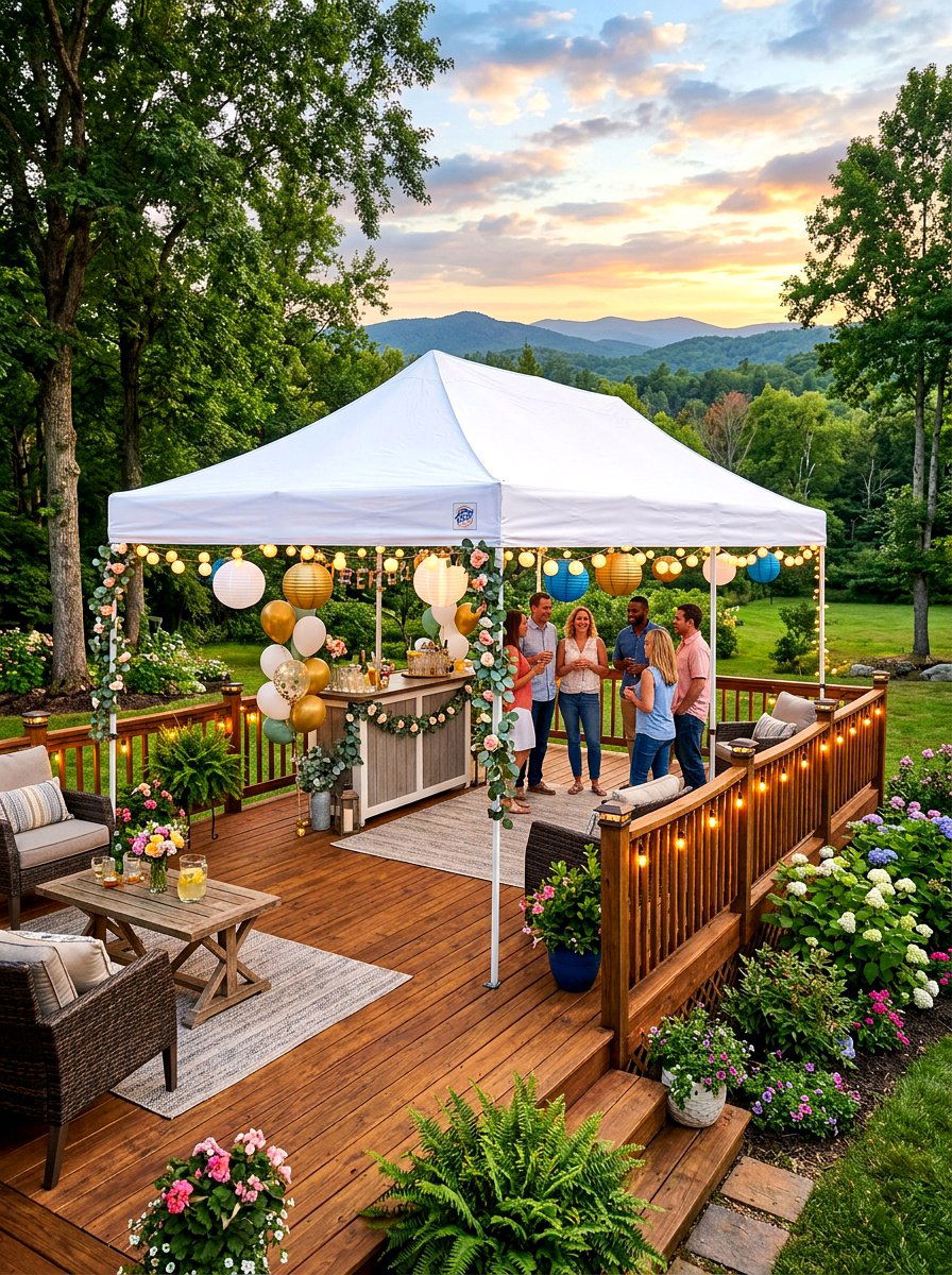 Portable pop up canopy - 30 deck shade ideas