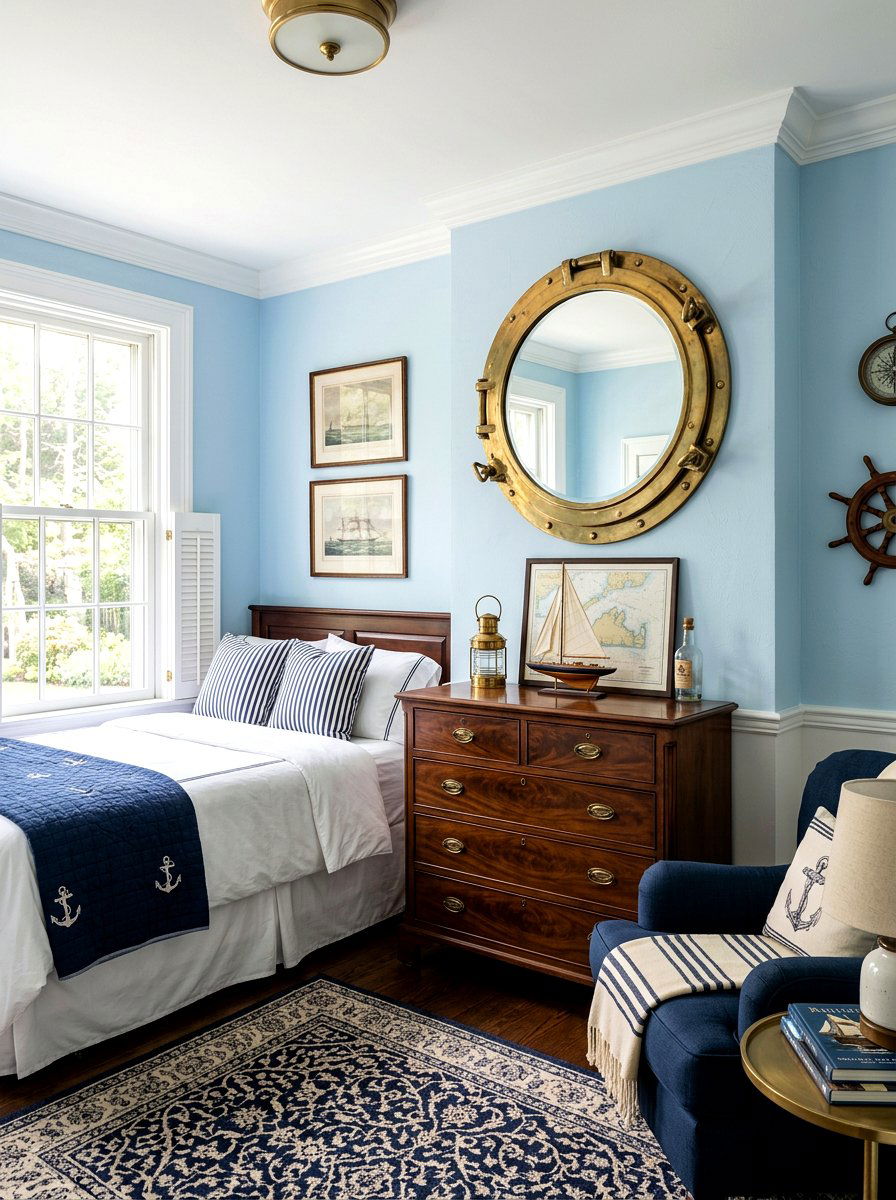 Porthole Mirror - 30 nautical bedroom ideas